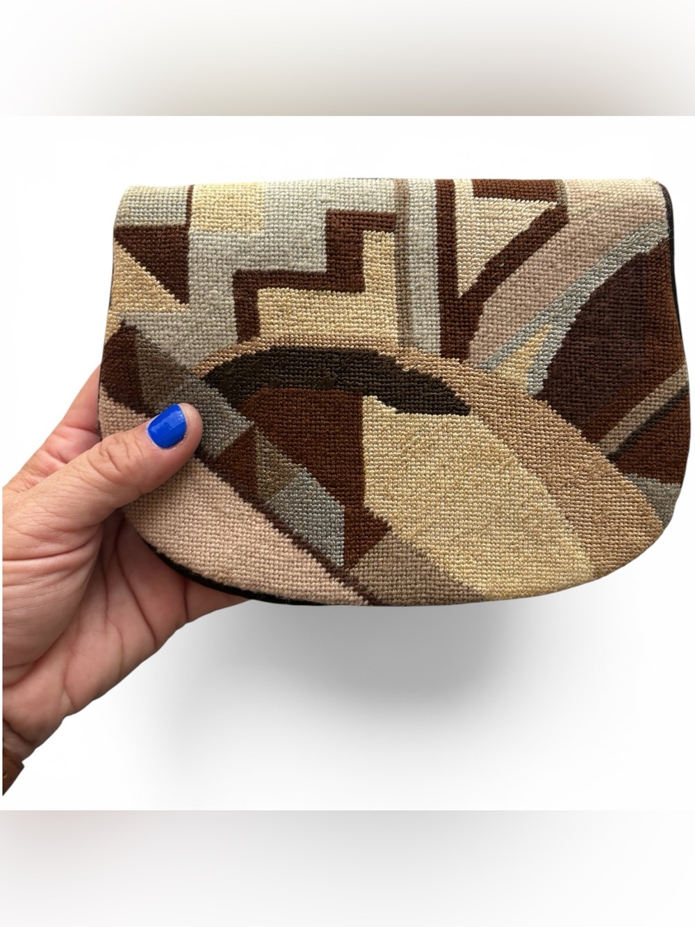 Vintage Artbag Creations Tapestry Clutch Neutral Geometric Pattern
